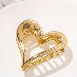 Gold Heart claw Hair Clip metal Metallic Love jewelry barrette updo bride clasp